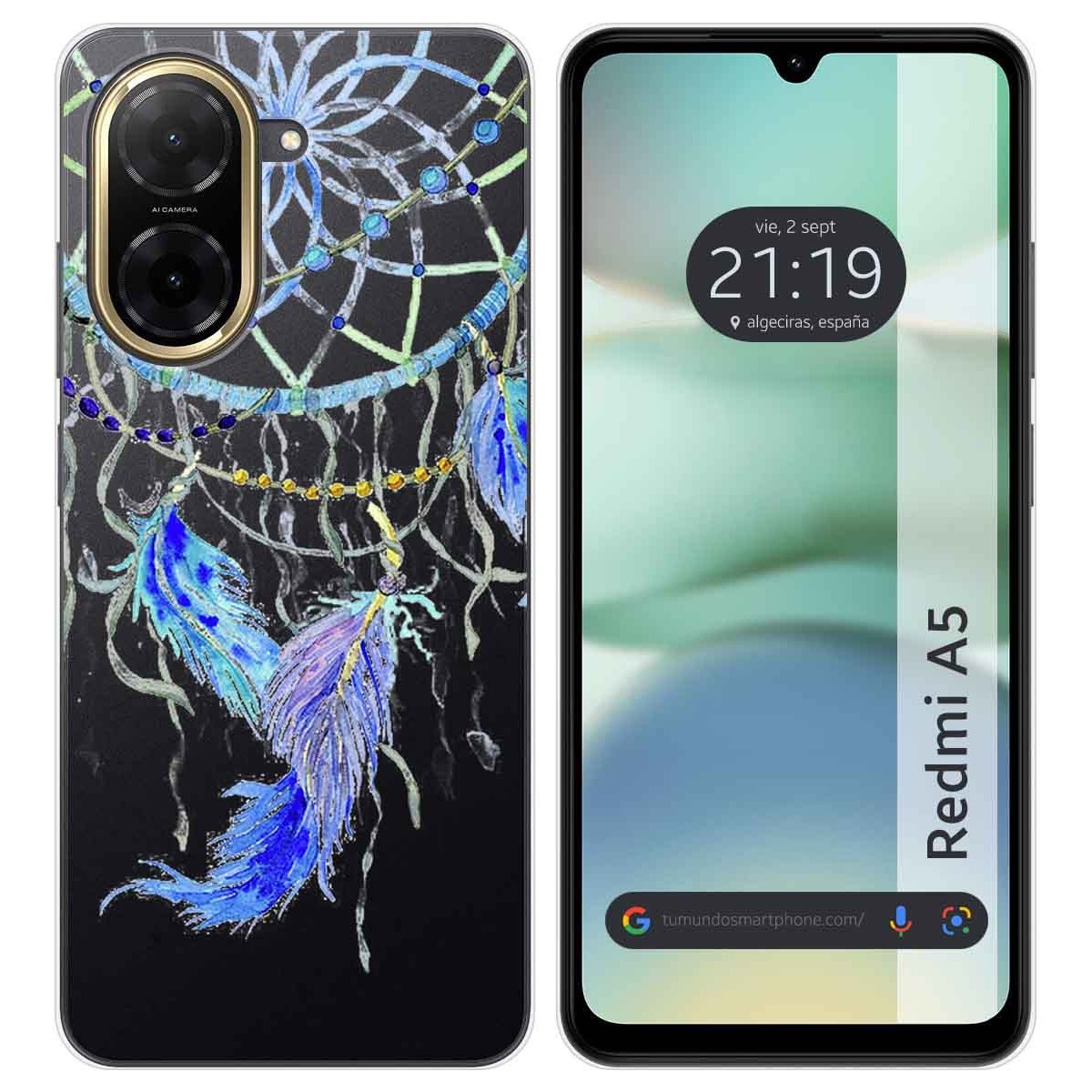 Funda Silicona Transparente para Xiaomi Redmi A5 diseño Plumas Dibujos