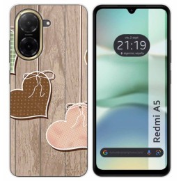 Funda Silicona para Xiaomi Redmi A5 diseño Corazones Madera Dibujos