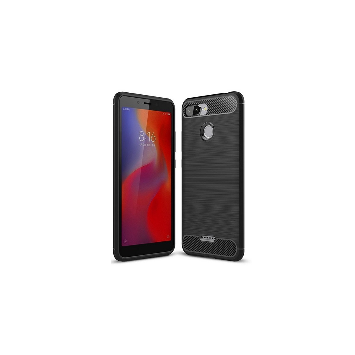 Funda Gel Tpu Tipo Carbon Negra para Xiaomi Redmi 6