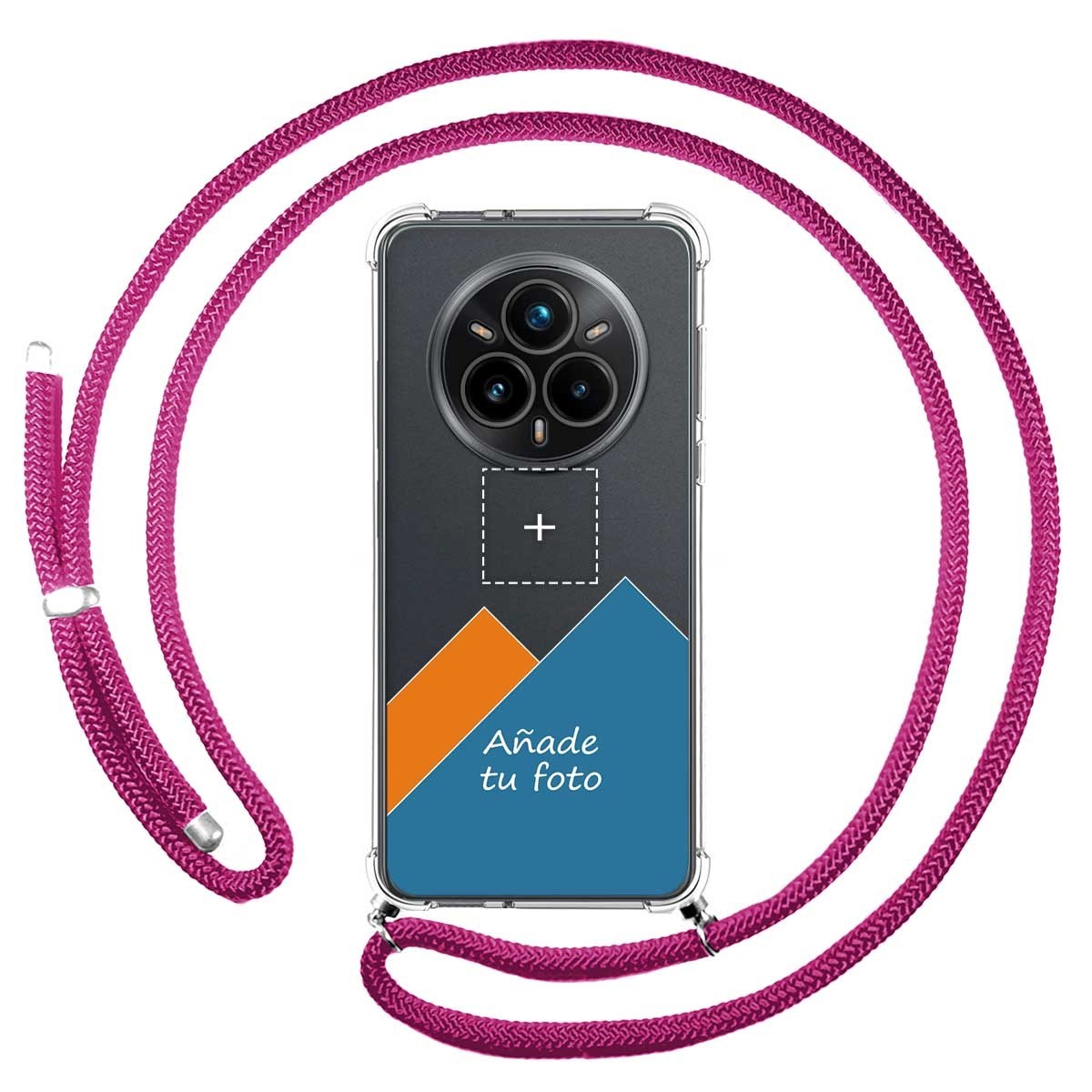 Personaliza tu Funda Colgante Transparente para Realme 14 Pro 5G con Cordon Rosa Fucsia Dibujo Personalizada