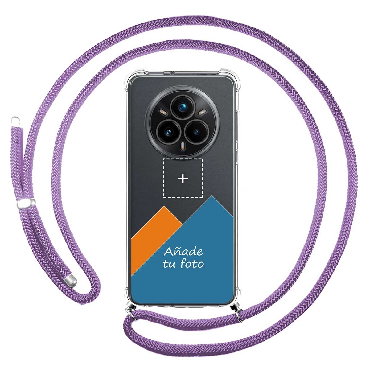 Personaliza tu Funda Colgante Transparente para Realme 14 Pro 5G con Cordon Morado Dibujo Personalizada