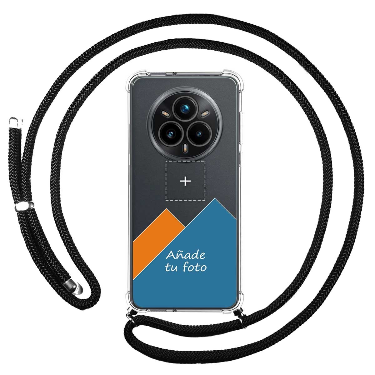 Personaliza tu Funda Colgante Transparente para Realme 14 Pro 5G con Cordon Negro Dibujo Personalizada