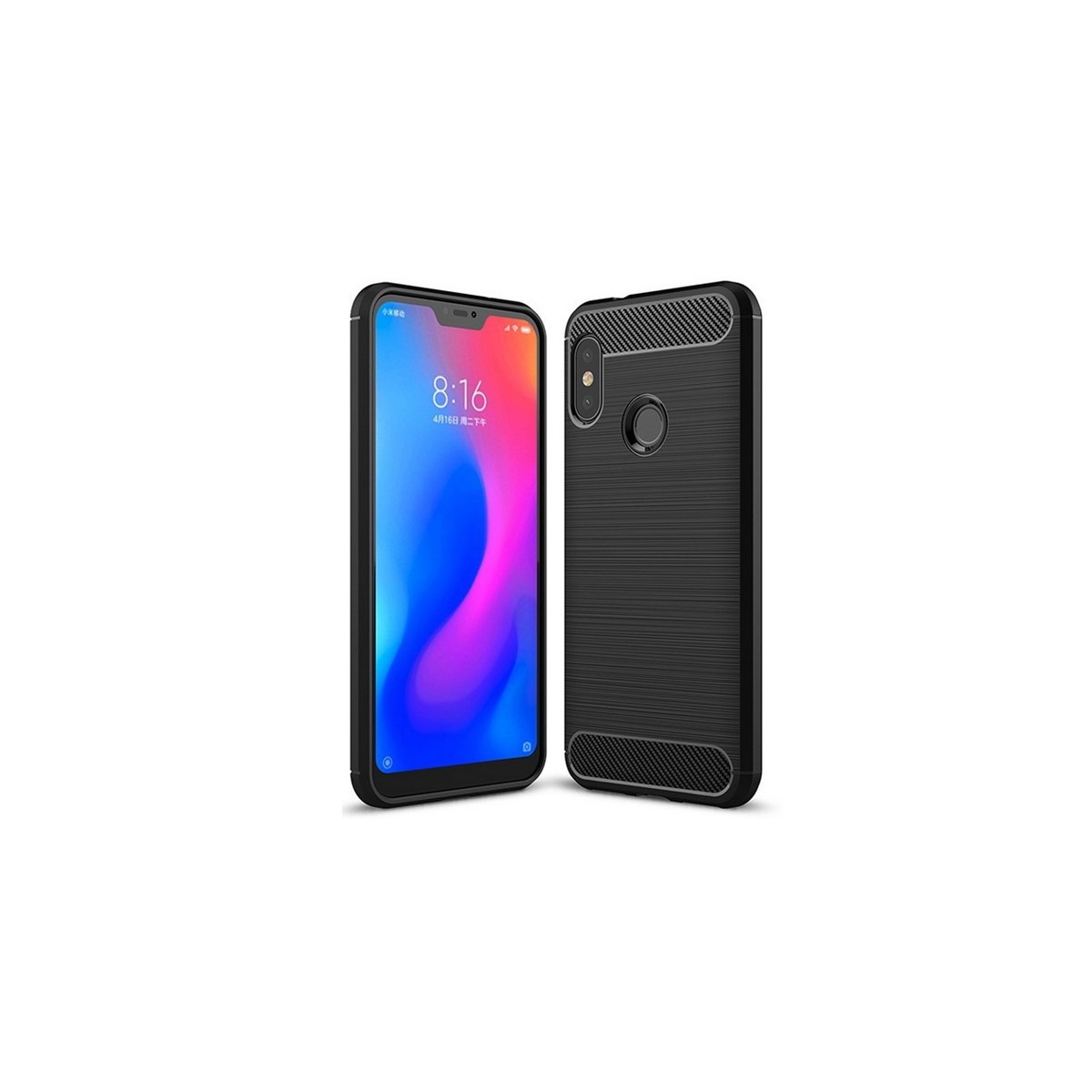 Funda Gel Tpu Tipo Carbon Negra para Xiaomi Redmi 6 Pro / Mi A2 Lite