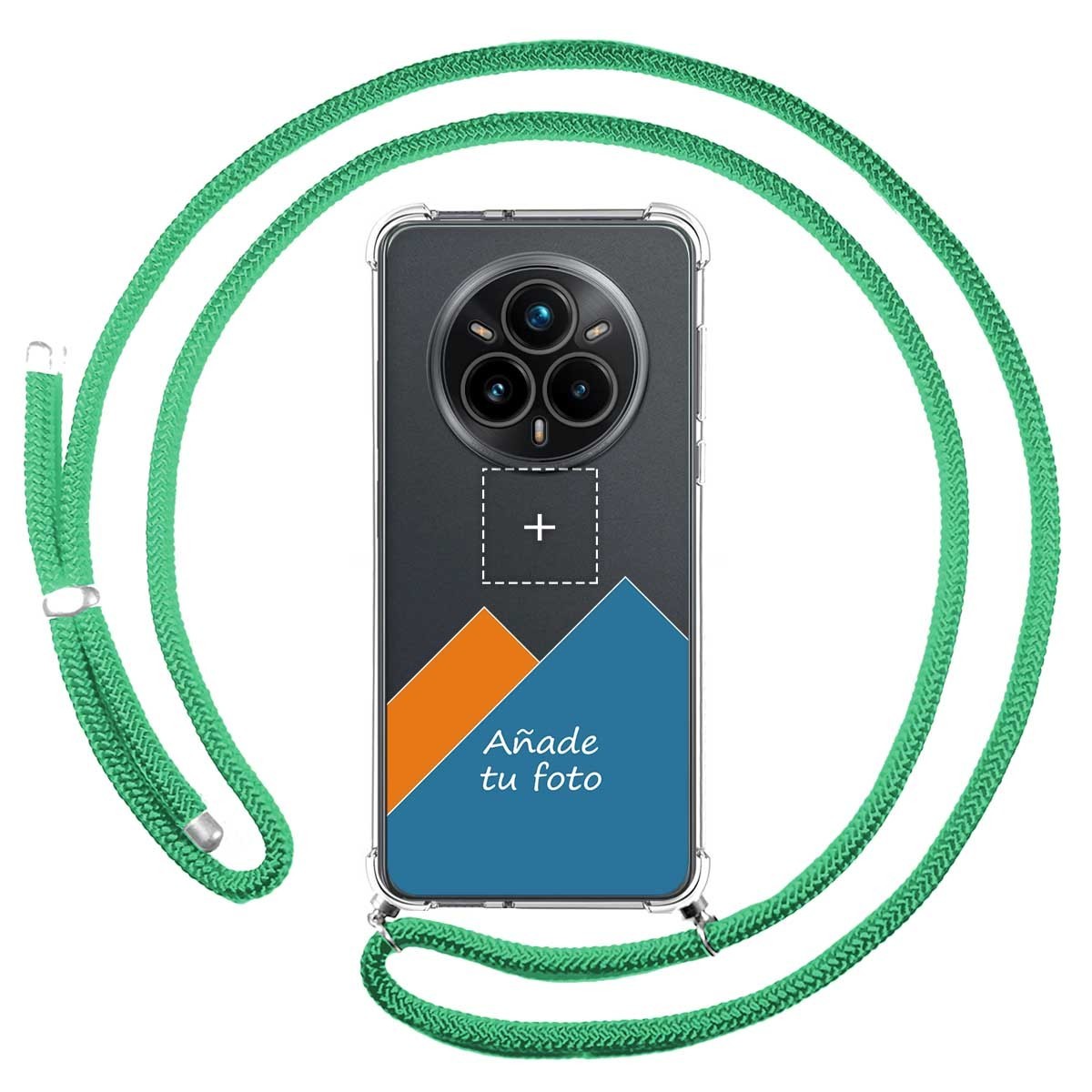 Personaliza tu Funda Colgante Transparente para Realme 14 Pro+ Plus 5G con Cordon Verde Agua Dibujo Personalizada