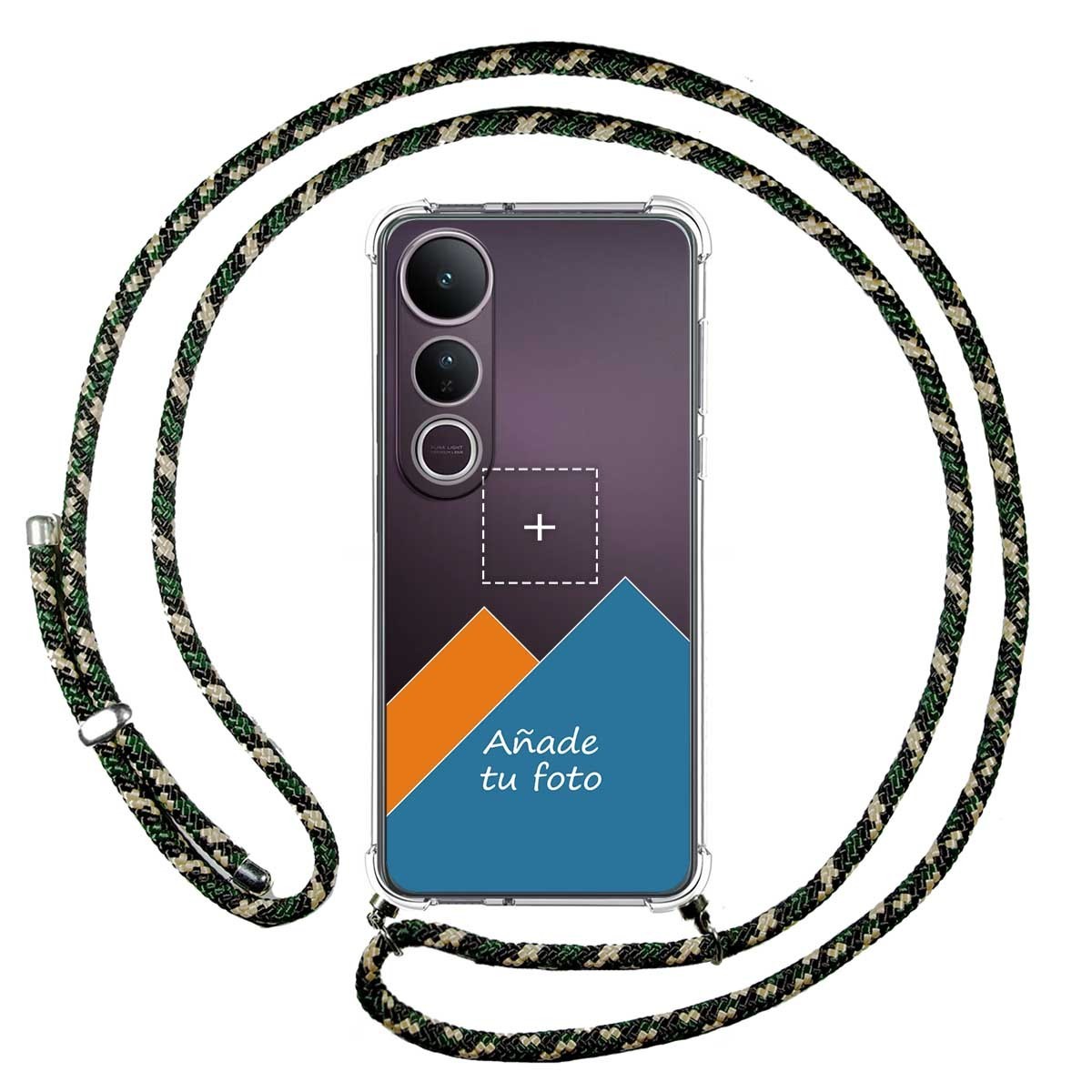 Personaliza tu Funda Colgante Transparente para Vivo V50 Lite 4G / 5G con Cordon Verde / Dorado Dibujo Personalizada