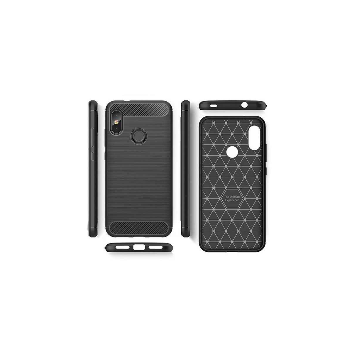 Funda Gel Tpu Tipo Carbon Negra para Xiaomi Redmi 6 Pro / Mi A2 Lite