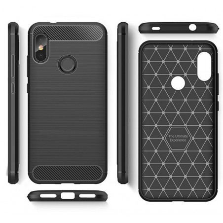 Funda Gel Tpu Tipo Carbon Negra para Xiaomi Redmi 6 Pro / Mi A2 Lite