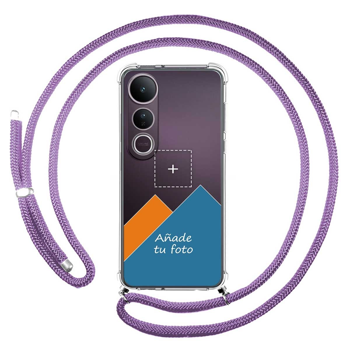 Personaliza tu Funda Colgante Transparente para Vivo V50 Lite 4G / 5G con Cordon Morado Dibujo Personalizada