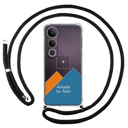 Personaliza tu Funda Colgante Transparente para Vivo V50 Lite 4G / 5G con Cordon Negro Dibujo Personalizada