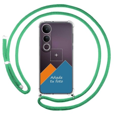 Personaliza tu Funda Colgante Transparente para Vivo V50 Lite 4G / 5G con Cordon Verde Agua Dibujo Personalizada