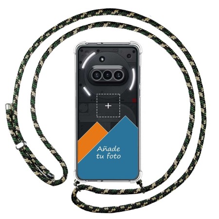 Personaliza tu Funda Colgante Transparente para Nothing Phone 3a 5G con Cordon Verde / Dorado Dibujo Personalizada