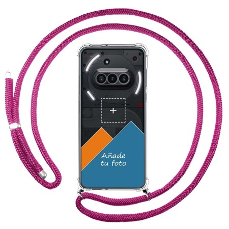 Personaliza tu Funda Colgante Transparente para Nothing Phone 3a 5G con Cordon Rosa Fucsia Dibujo Personalizada