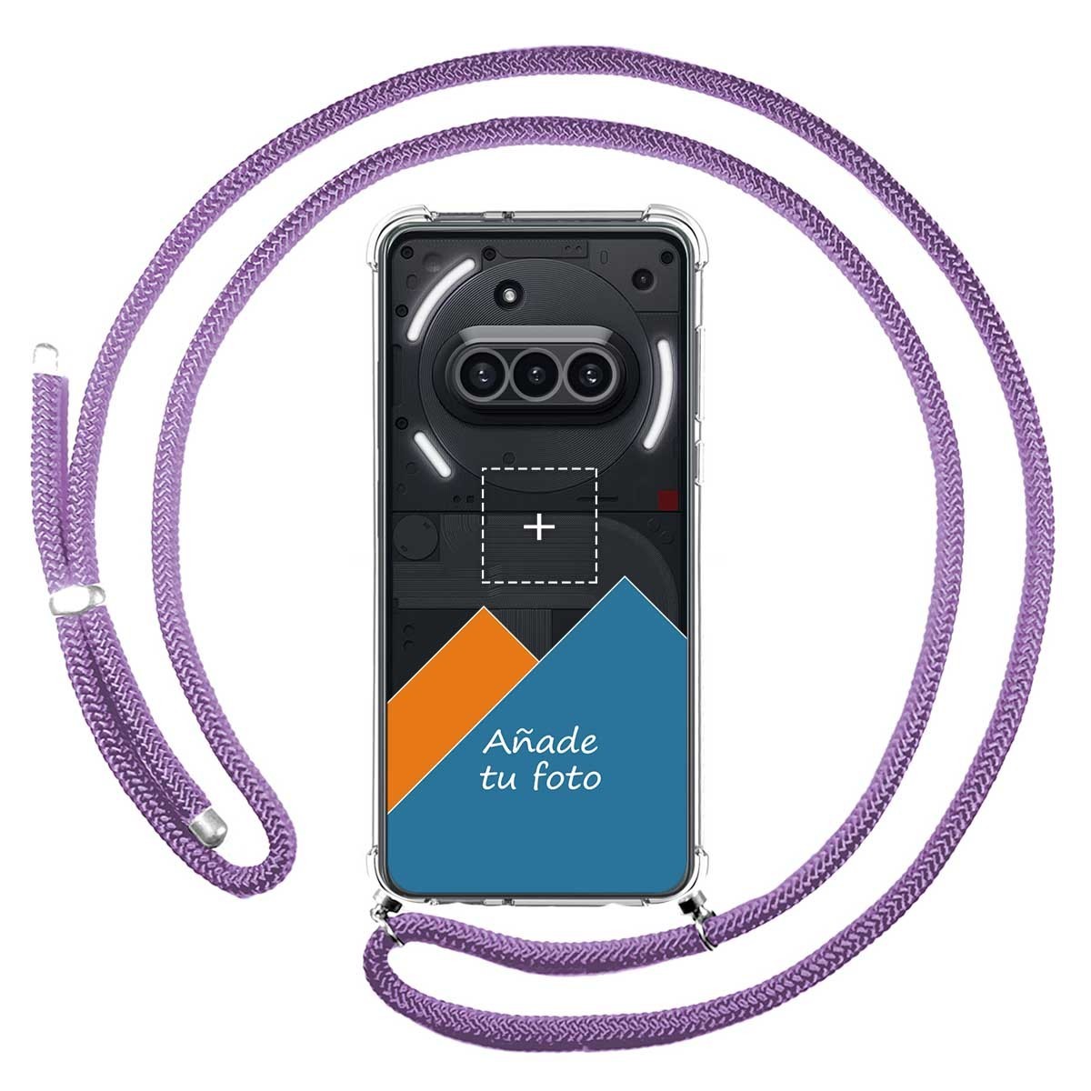 Personaliza tu Funda Colgante Transparente para Nothing Phone 3a 5G con Cordon Morado Dibujo Personalizada