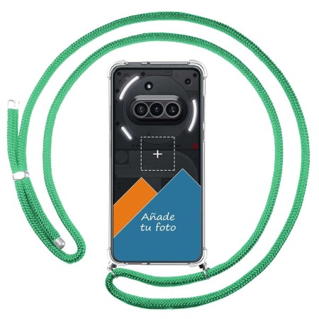 Personaliza tu Funda Colgante Transparente para Nothing Phone 3a 5G con Cordon Verde Agua Dibujo Personalizada