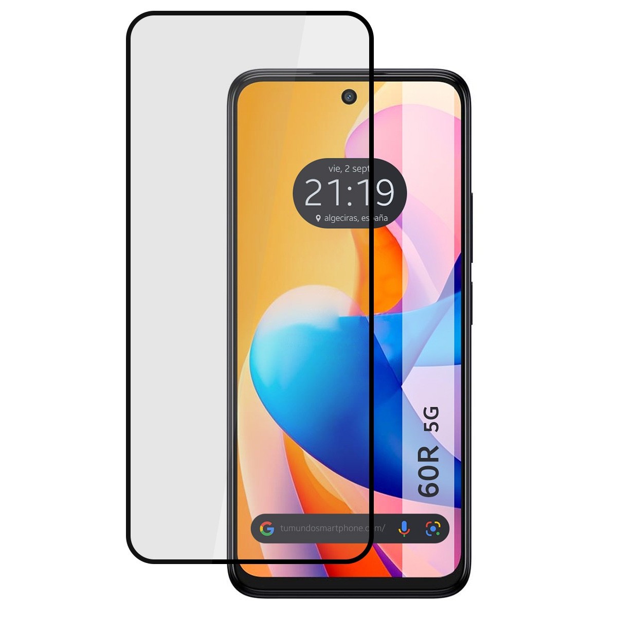 Protector Cristal Templado Completo 5D Full Glue Negro para TCL 60R 5G Vidrio