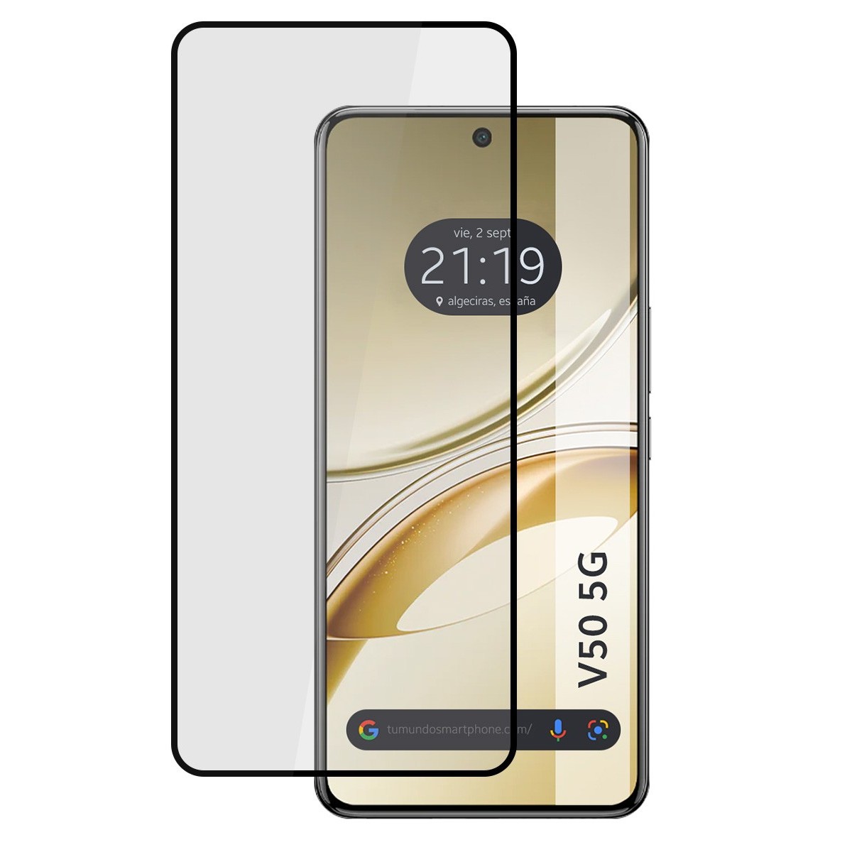 Protector Cristal Templado Completo 5D Full Glue Negro para Vivo V50 5G Vidrio