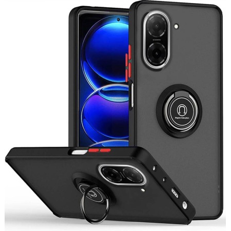 Funda Mate con Borde Negro y Anillo Giratorio 360 para Xiaomi Redmi A5
