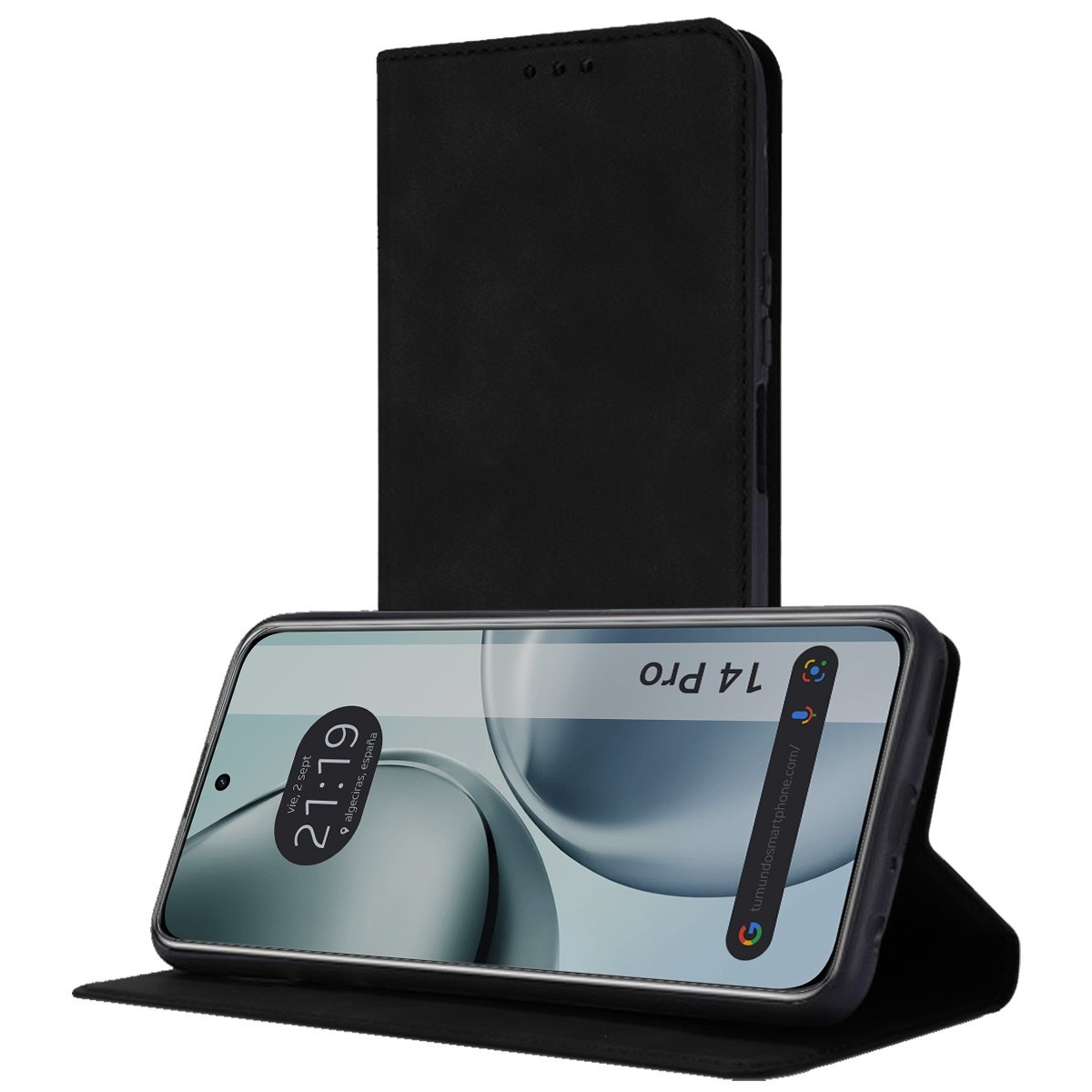 Funda Libro de Polipiel con tarjetero para Realme 14 Pro 5G color Negra