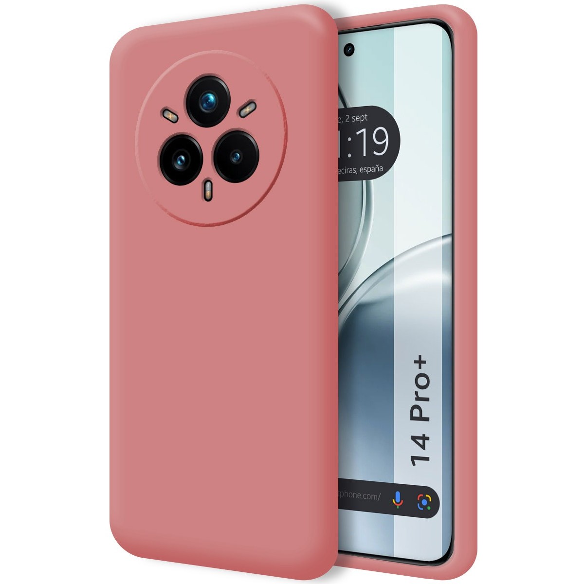 Funda Silicona Líquida Ultra Suave para Realme 14 Pro+ Plus 5G color Rosa