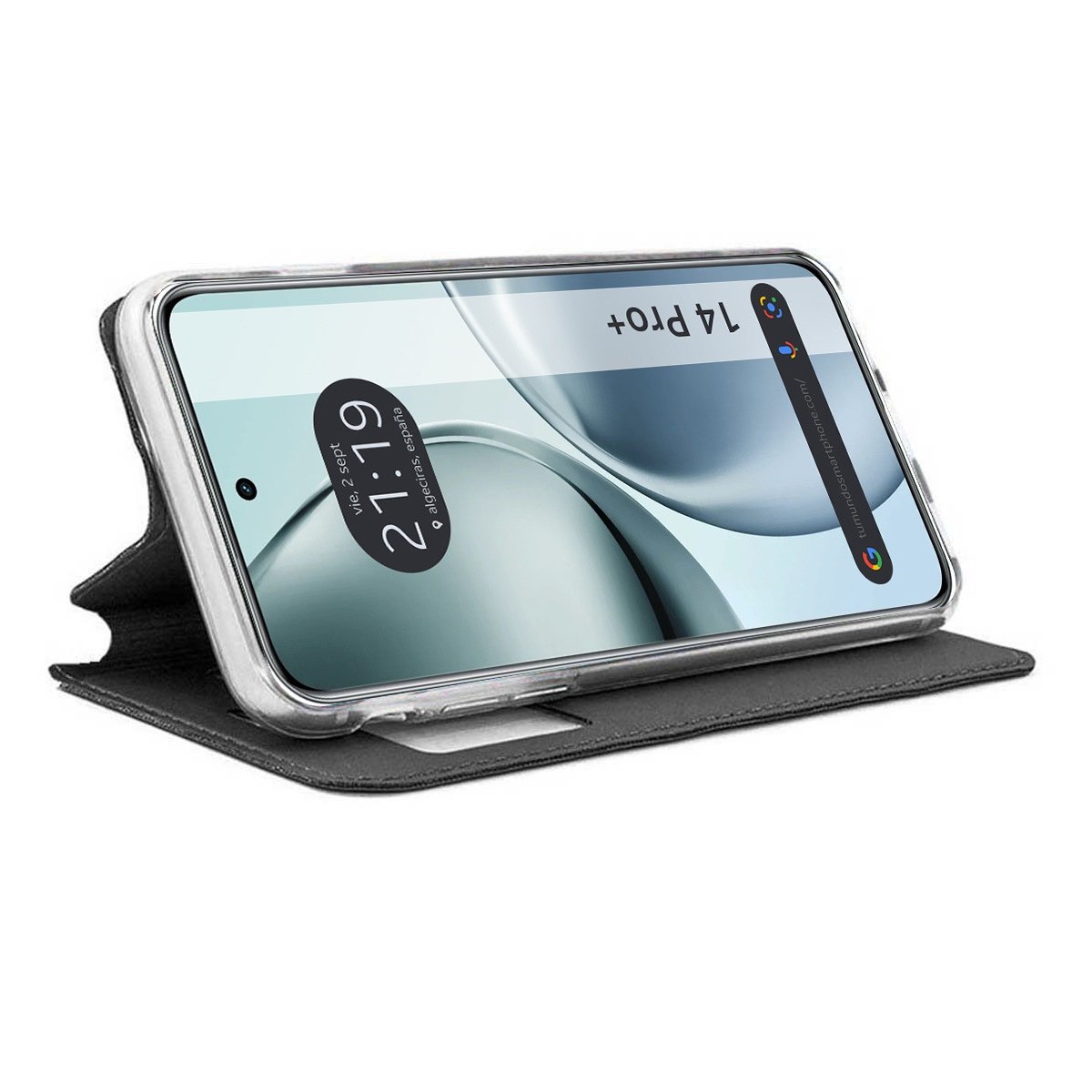 Funda Libro Soporte con Ventana para Realme 14 Pro+ Plus 5G color Negra