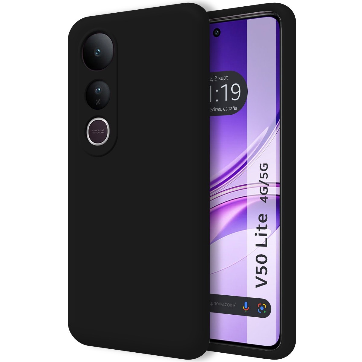 Funda Silicona Líquida Ultra Suave para Vivo V50 Lite 4G / 5G color Negra