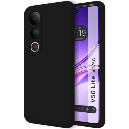Funda Silicona Líquida Ultra Suave para Vivo V50 Lite 4G / 5G color Negra