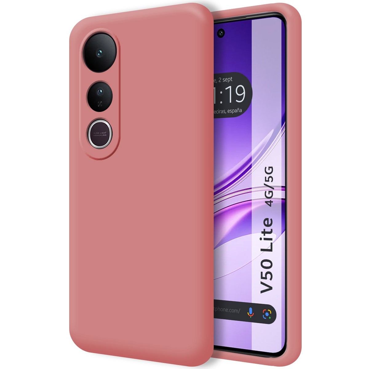 Funda Silicona Líquida Ultra Suave para Vivo V50 Lite 4G / 5G color Rosa