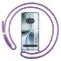 Funda Colgante Transparente para Realme 14 Pro 5G con Cordon Morado