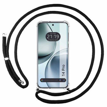 Funda Colgante Transparente para Realme 14 Pro 5G con Cordon Negro