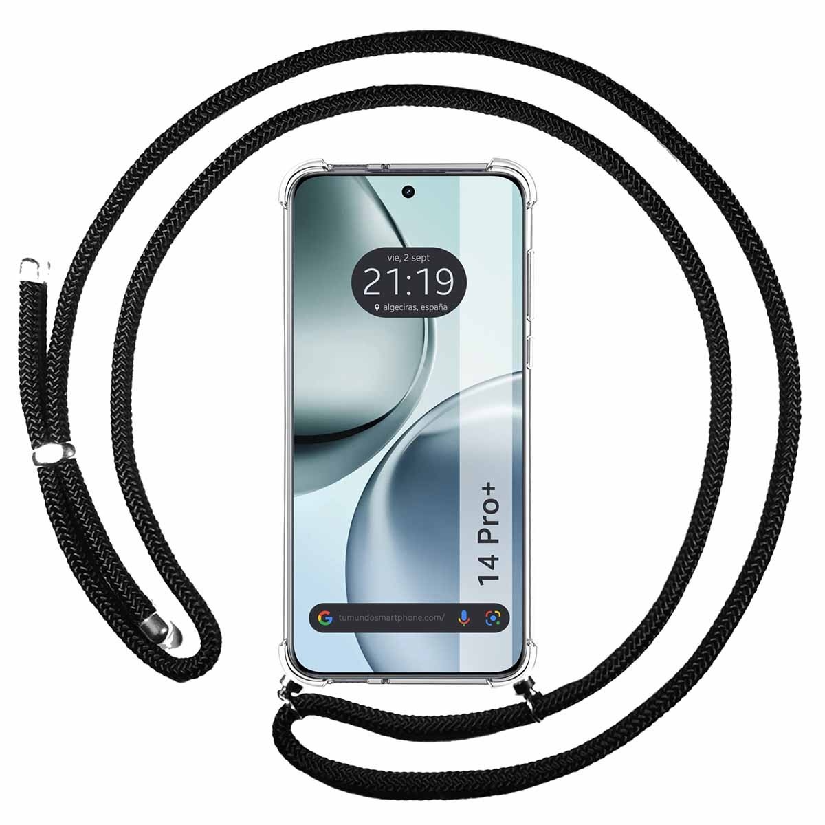 Funda Colgante Transparente para Realme 14 Pro+ Plus 5G con Cordon Negro