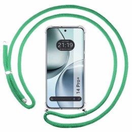 Funda Colgante Transparente para Realme 14 Pro+ Plus 5G con Cordon Verde Agua