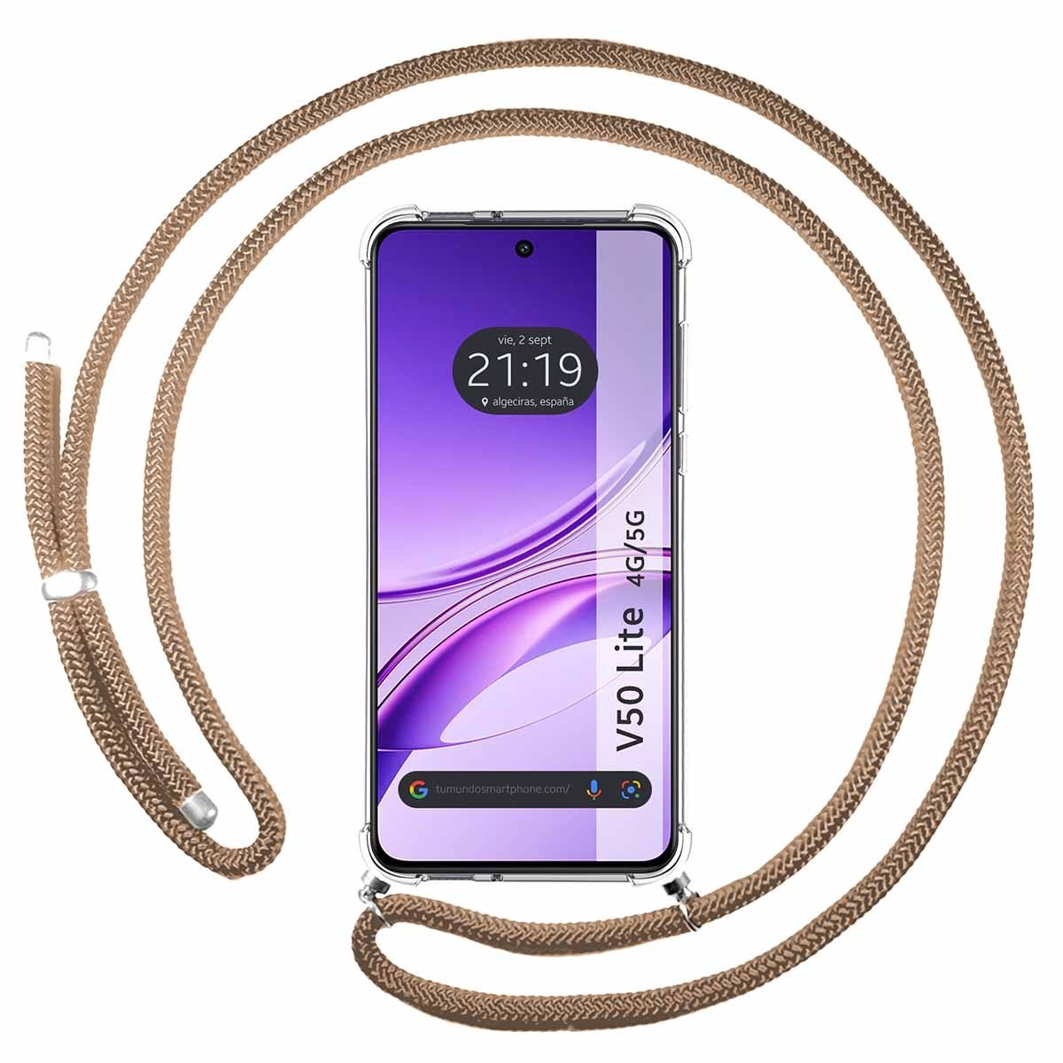 Funda Colgante Transparente para Vivo V50 Lite 4G / 5G con Cordon Camel