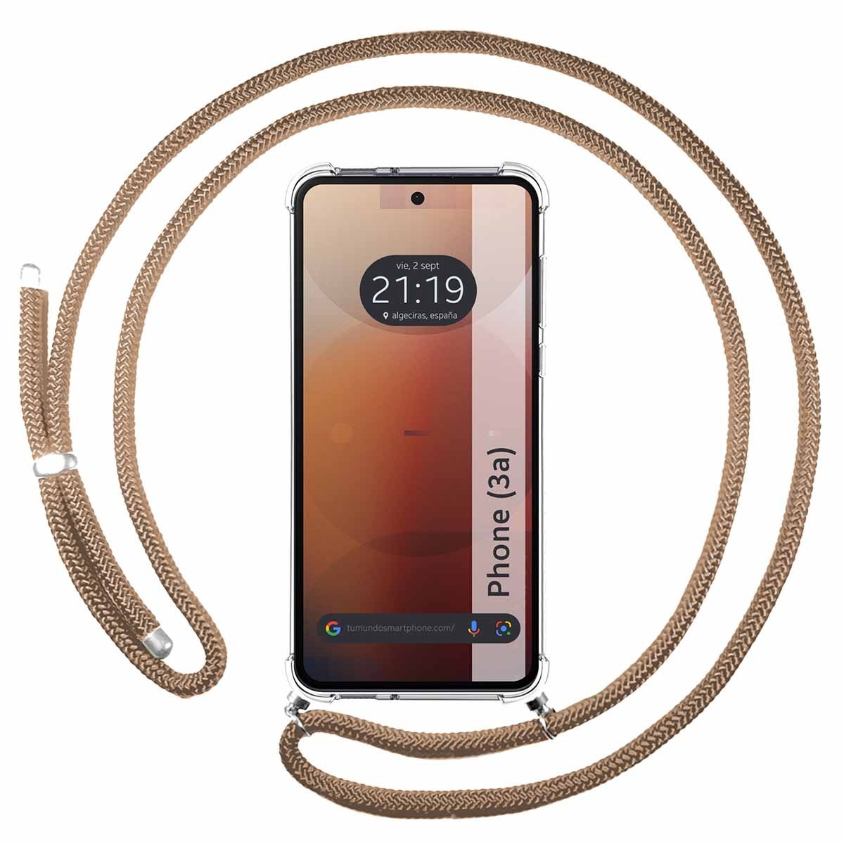 Funda Colgante Transparente para Nothing Phone 3a 5G con Cordon Camel