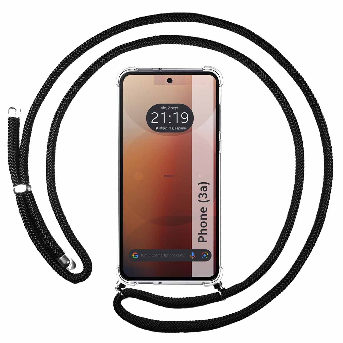 Funda Colgante Transparente para Nothing Phone 3a 5G con Cordon Negro