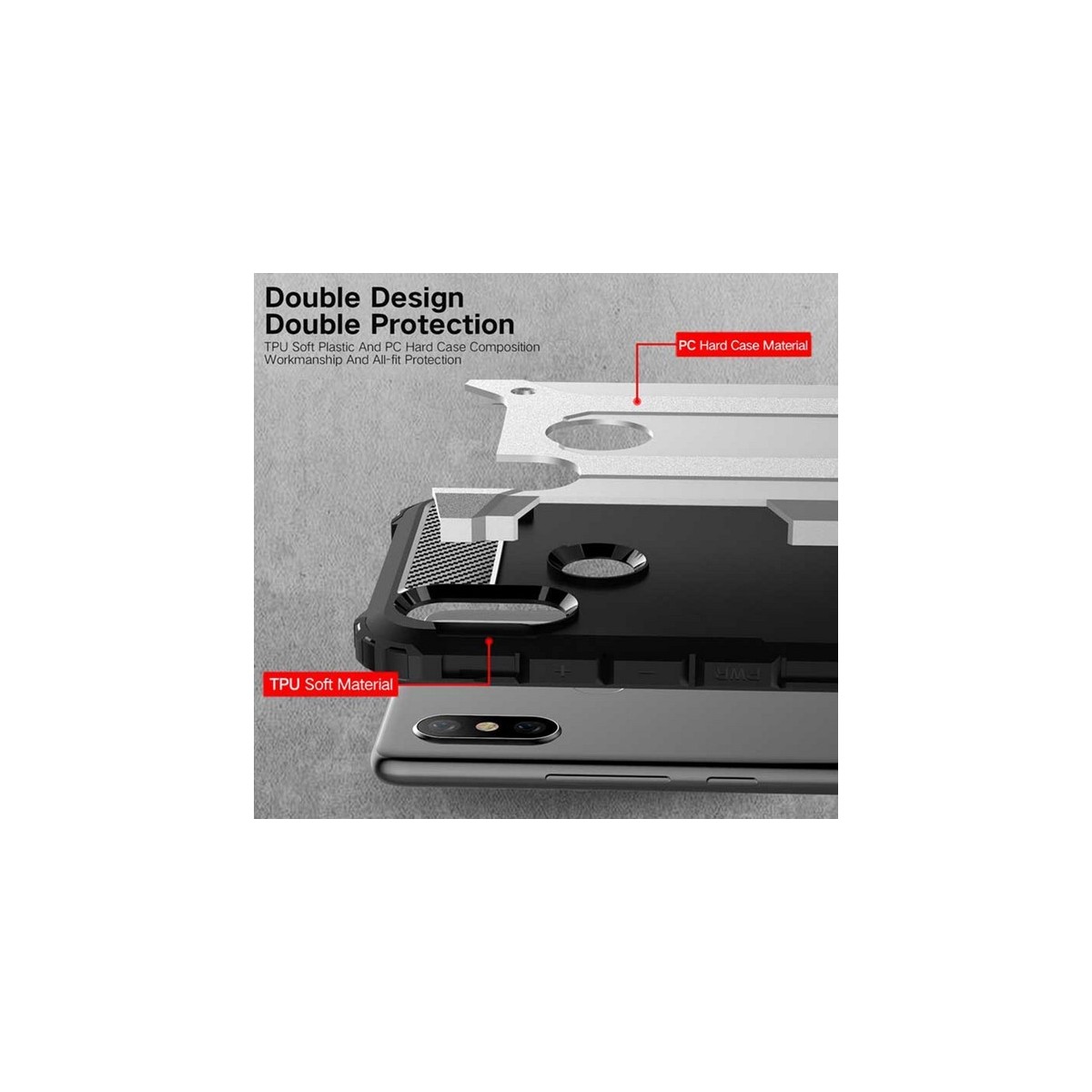 Funda Tipo Hybrid Tough Armor (Pc+Tpu) Negra para Xiaomi Mi 8 Se