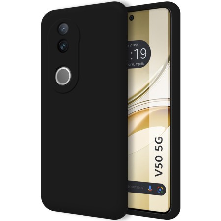 Funda Silicona Líquida Ultra Suave para Vivo V50 5G color Negra