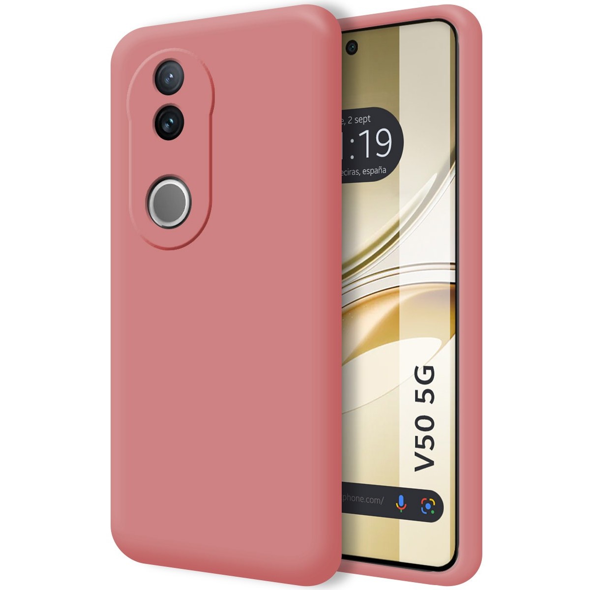 Funda Silicona Líquida Ultra Suave para Vivo V50 5G color Rosa