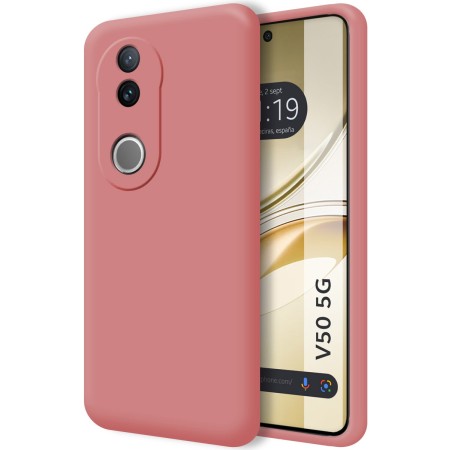 Funda Silicona Líquida Ultra Suave para Vivo V50 5G color Rosa