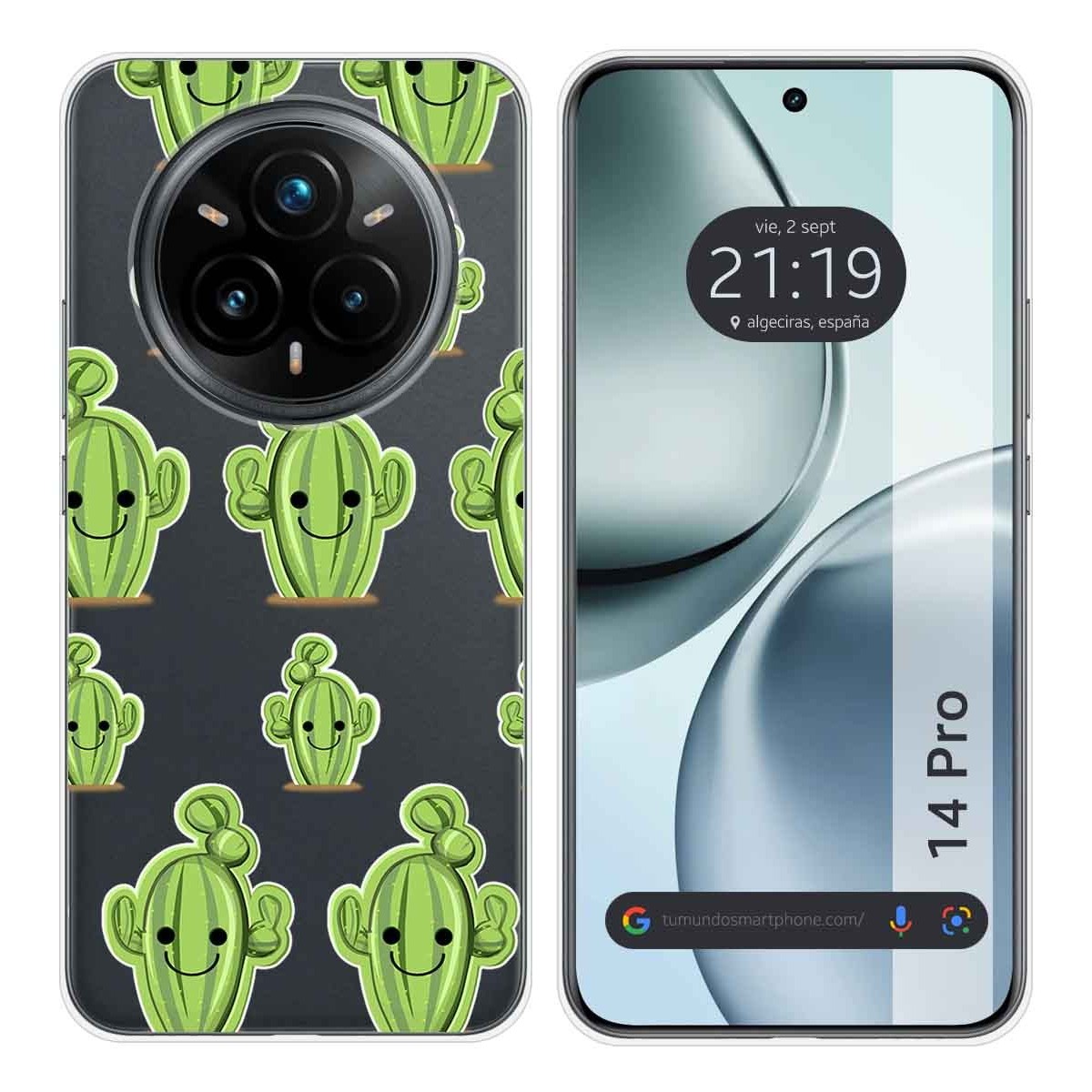 Funda Silicona Transparente para Realme 14 Pro 5G diseño Cactus Dibujos