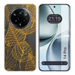 Funda Silicona Transparente para Realme 14 Pro 5G diseño Hojas Dibujos
