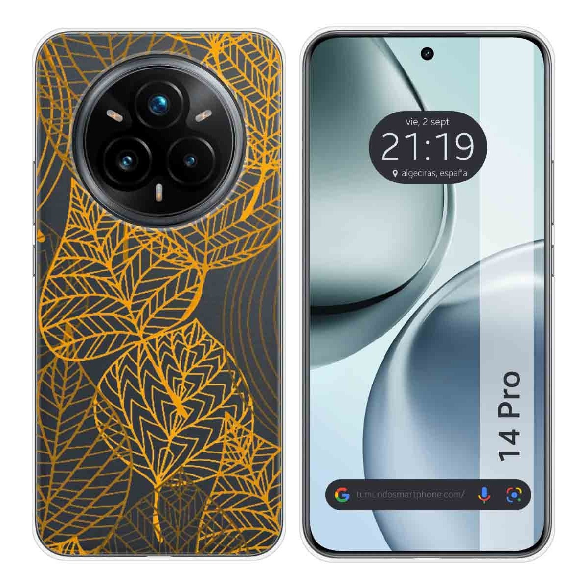 Funda Silicona Transparente para Realme 14 Pro 5G diseño Hojas Dibujos