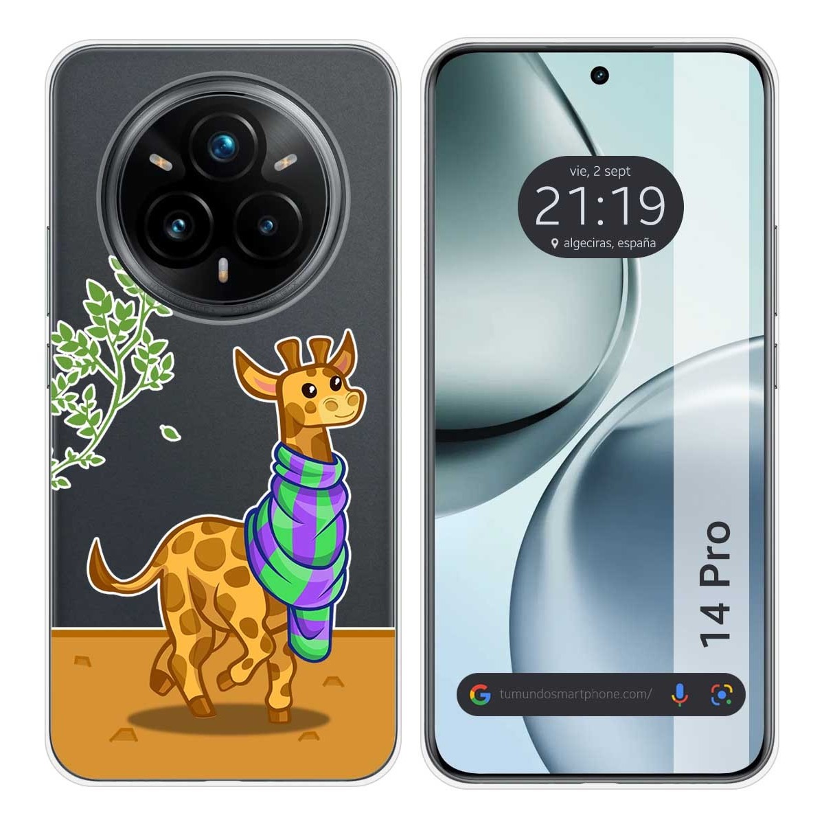 Funda Silicona Transparente para Realme 14 Pro 5G diseño Jirafa Dibujos