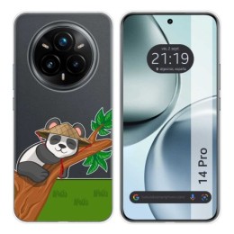 Funda Silicona Transparente para Realme 14 Pro 5G diseño Panda Dibujos