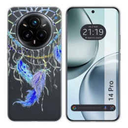 Funda Silicona Transparente para Realme 14 Pro 5G diseño Plumas Dibujos