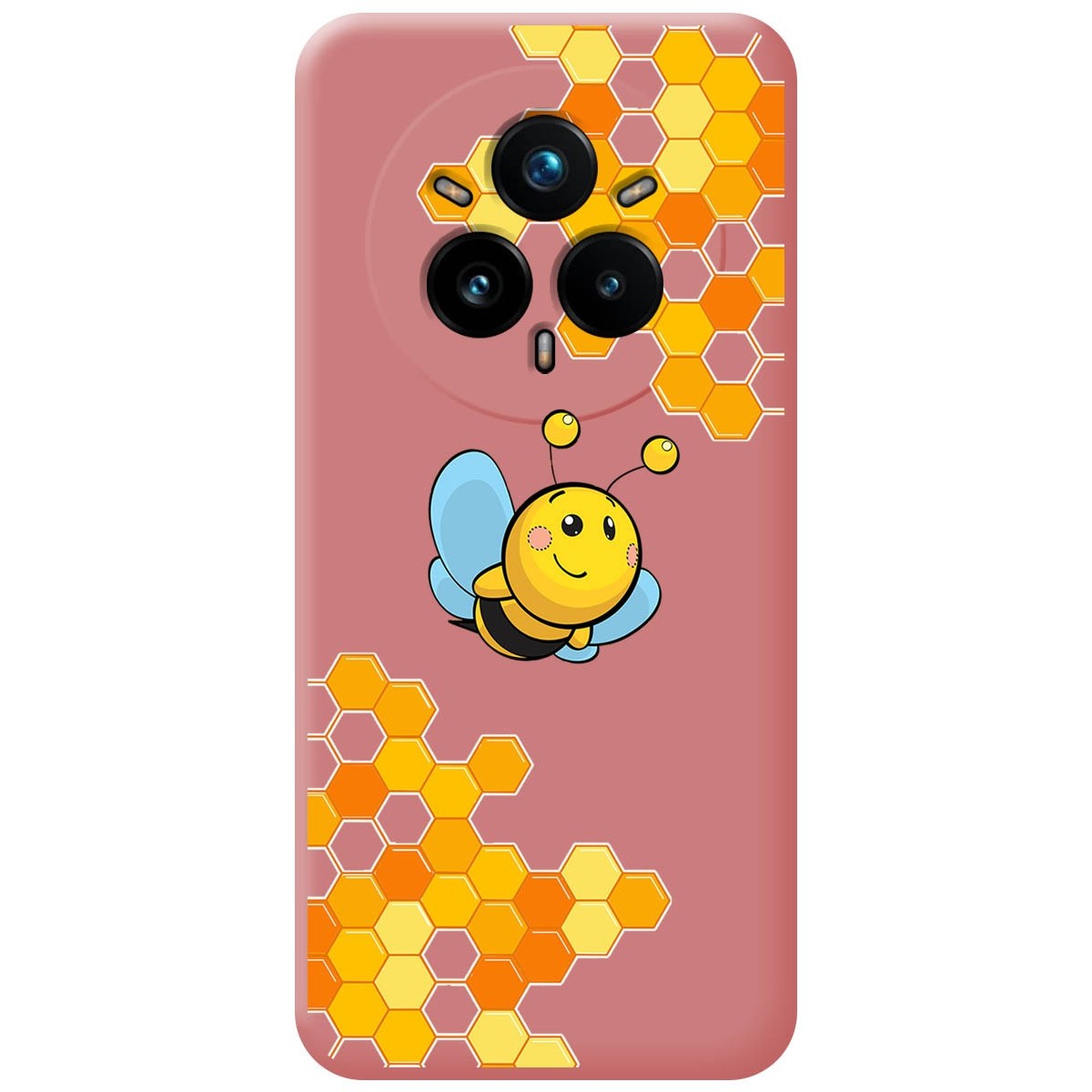 Funda Silicona Líquida Rosa para Realme 14 Pro 5G diseño Abeja Dibujos