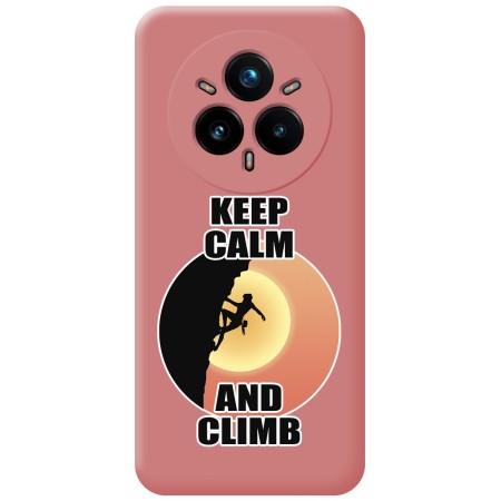 Funda Silicona Líquida Rosa para Realme 14 Pro 5G diseño Mujer Escalada Dibujos