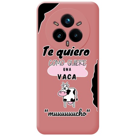 Funda Silicona Líquida Rosa para Realme 14 Pro 5G diseño Vaca Dibujos
