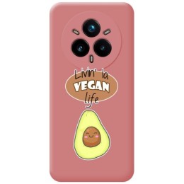Funda Silicona Líquida Rosa para Realme 14 Pro 5G diseño Vegan Life Dibujos