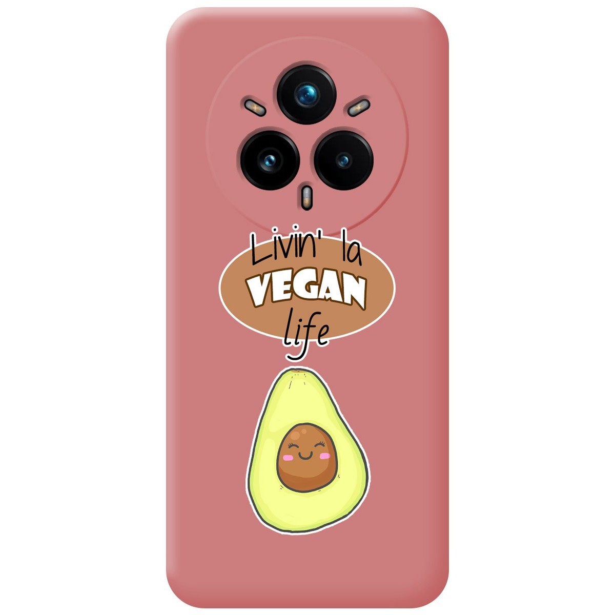 Funda Silicona Líquida Rosa para Realme 14 Pro 5G diseño Vegan Life Dibujos