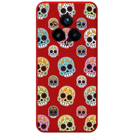 Funda Silicona Líquida Roja para Realme 14 Pro 5G diseño Catrina Dibujos